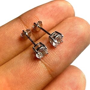 Sterling Silver 925 White CZ Stud Earrings 5mm | Round Cut Birthstone Jewelry